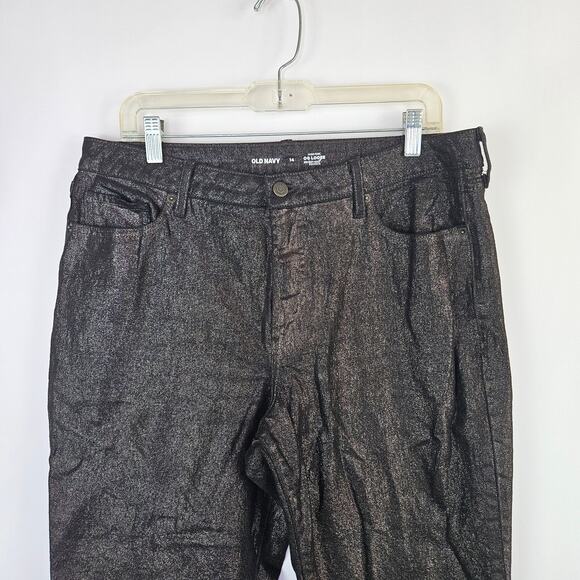 Old Navy High-Waisted Shine OG Loose Jeans Black Metallic Shimmer Size 14 - Picture 7 of 15